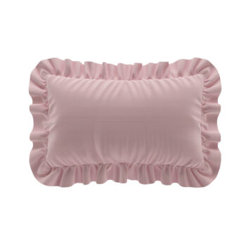 Pudra pembe fırfırlı vintage country tarzı dikdörtgen kırlent kılıfı