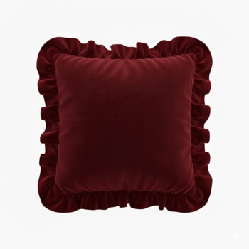 Bordo kırmızı fırfırlı vintage country tarzı kare kırlent kılıfı