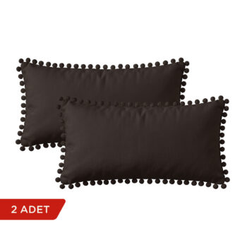 BC HOME 2'li Antrasit Rengi Minik Ponponlu Dikdörtgen Kırlent Kılıfı Seti - 30x50 cm