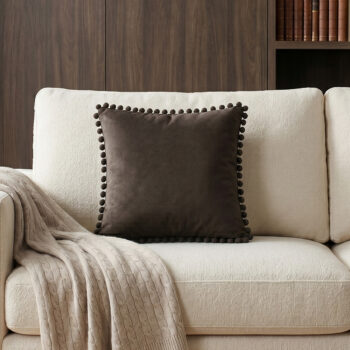 BC HOME Antrasit Minik Ponponlu Lifestyle Kare Yastık Kılıfı