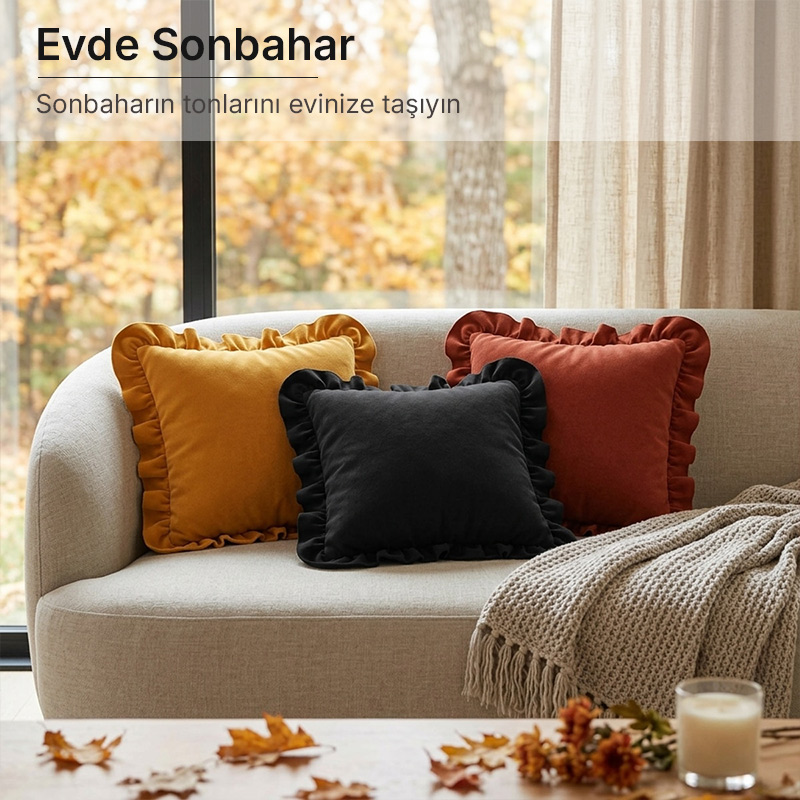 BC HOME Evde Sonbahar: Fırfırlı Kırlent Kılıfları