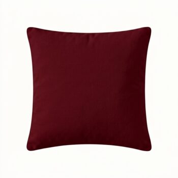 Bordo kare kırlent kılıfı, beyaz arka planda önden görünüm; düz dokulu basic model, 45x45 cm.